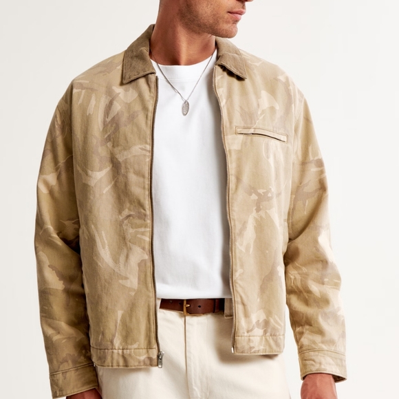 Abercrombie & Fitch Workwear Jacket XXL Men's Canvas Corduroy Trucker Tan Sand - Picture 4 of 10